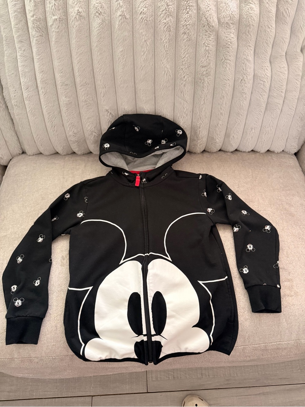 Disney Black Mickey Face Zip Hoodie with White Graphic